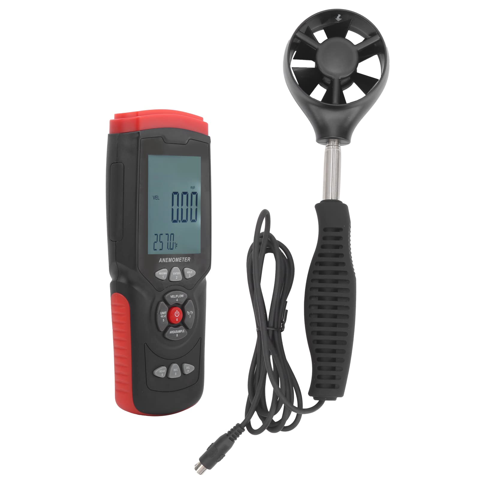 Anemómetro GT8913 Medidor de humedad y temperatura de velocidad del viento digital industrial Probador Medidor de velocidad del viento de mano con mango retráctil para medir