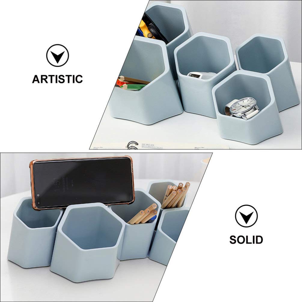 Porte-stylo Pot à crayons Fournitures de bureau Organisateur de stockage Conteneur 6pcs Blanc Étudiant Stylo Maquillage Porte-pinceau Organisateur de bureau Conteneur mural Porte-maquillage Porte-cosm