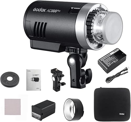 Godox AD300Pro Outdoor Strobe Flash Light, 2.4G Wireless 300Ws TTL 1/8000s 320 Times Full Power Flash Rechargeable Battery Compatible with Canon Nikon Sony FUJIFILM Panasonic Pentax Olympus