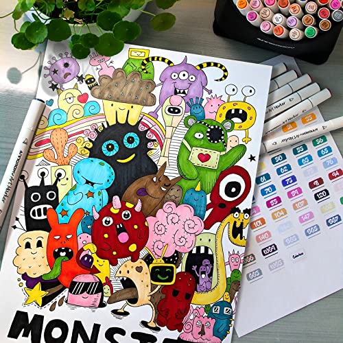 Anngrowy 80 Colors Alcohol Markers For Adult Coloring Double Tipped Art Markers Set For Artists/Kids Coloring Drawing Sketch Dual Tip Alcohol Based Marker Art Set Bonus 1 Colorless Blender Marker #TOP3