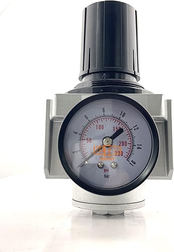 Miniatura 6 de 1" regulador de presión de aire comprimido en línea estupendo NPT para compresor de aire, 7 a 215 PSI ajustable