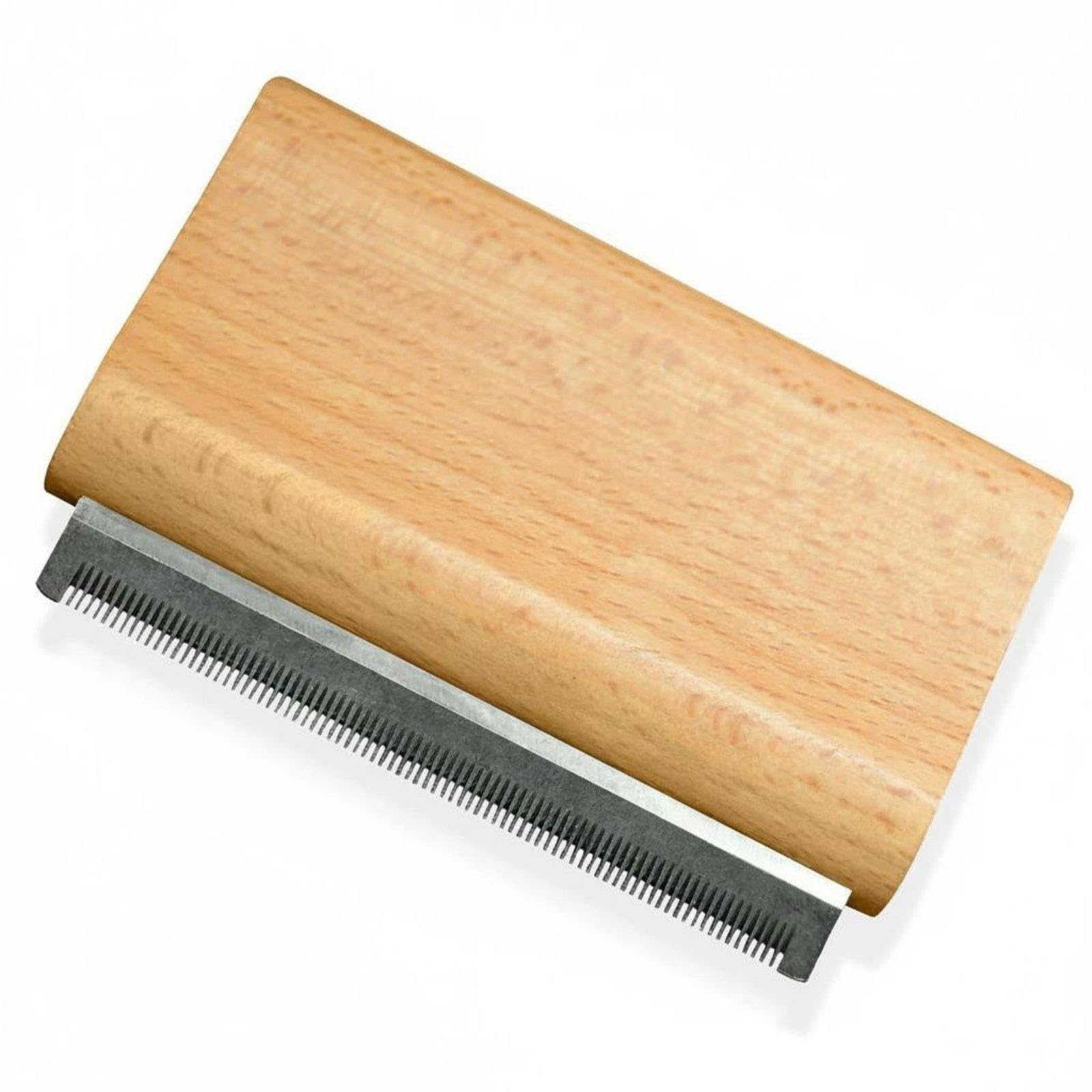 CALANDIS Wood Handle Curry Comb Removes Loose Hair Stainless Metal Equine Comb Gentle on Skin Horse Shedding Brush for Stable, Barn M-picture-20