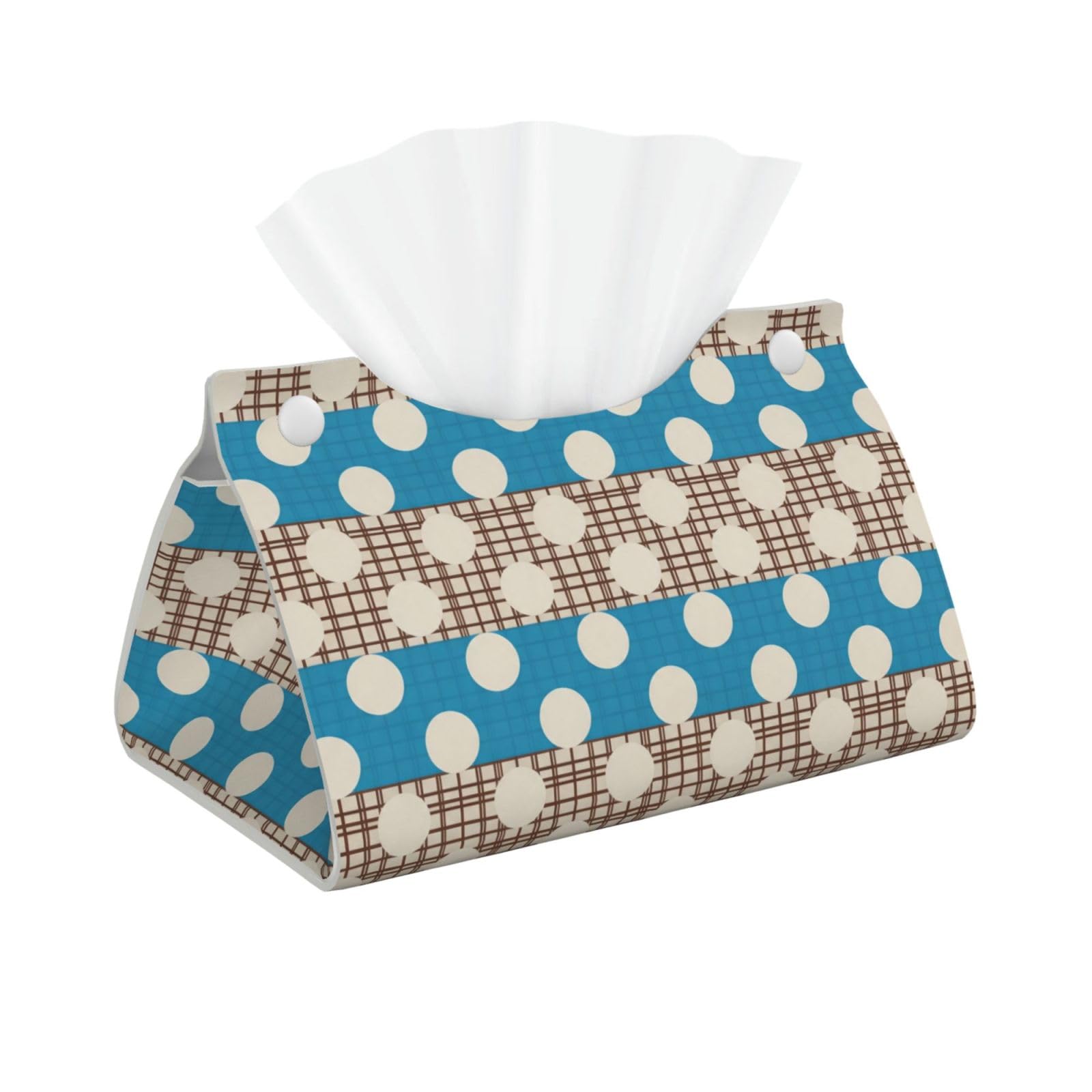 Dot Plaid Stripe Long Leather Tissue Box Cover-Waterproof PU Leather Tissue Holder for Bathroom, Decorative Rectangular Tissue Case