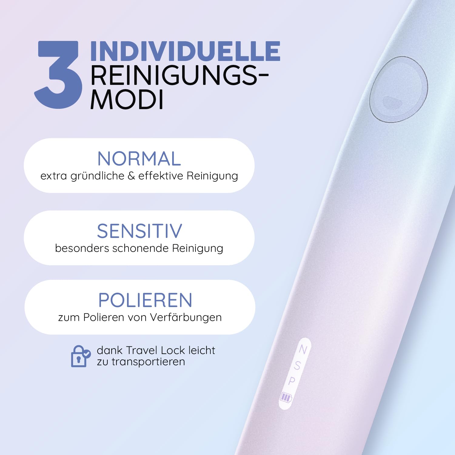 happybrush Spazzolino sonico Eco Vibe 3 – "La grotta dei leoni" – Vincitore del test – Spazzolino elettrico con batteria da 6 settimane – Spazzolini da denti ultrasonici – Include 3 testine – Sunrise