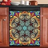 Mahar Bohemian Mandalas Magetic Panel for Dishwasher Door, Floral Dish Washer Stickers, Magnet Cover