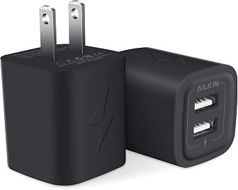 Wall Charger Plug, USB Charger Cube, Ailkin 2.1A 2-Muti Port USB Adapter | Power Plug Charging Station Box Base for iPhone 17 16 Pro Max 15 14 13 12Pro/11, Samsung Phones usb-a Charging Block Brick
