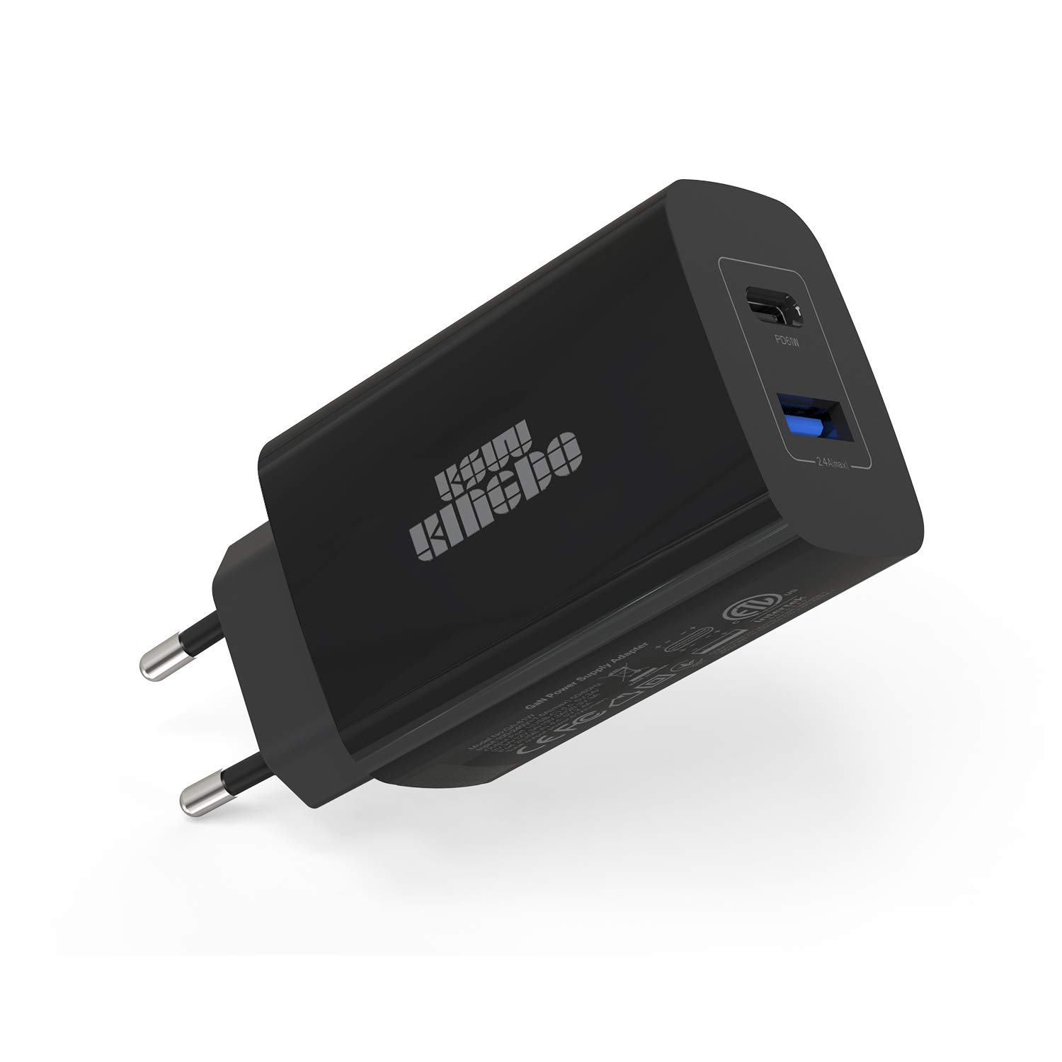 KSW KINGDO 61W USB C Ladegerät 2 Port Netzteil USB C Adapter Schnellladegerät für Handy Ladegerät Netzstecker für iPhone 15 14 13 12 11 Pro Max SE X XS XR iPad Pro Air Samsung Galaxy S24 S23(Schwarz)