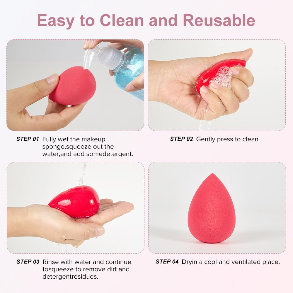 Juego de esponjas de maquillaje, 3 esponjas de mezcla de maquillaje, esponjas de belleza, esponja de base para base natural, esponja de maquillaje multicolor, espuma sin látex