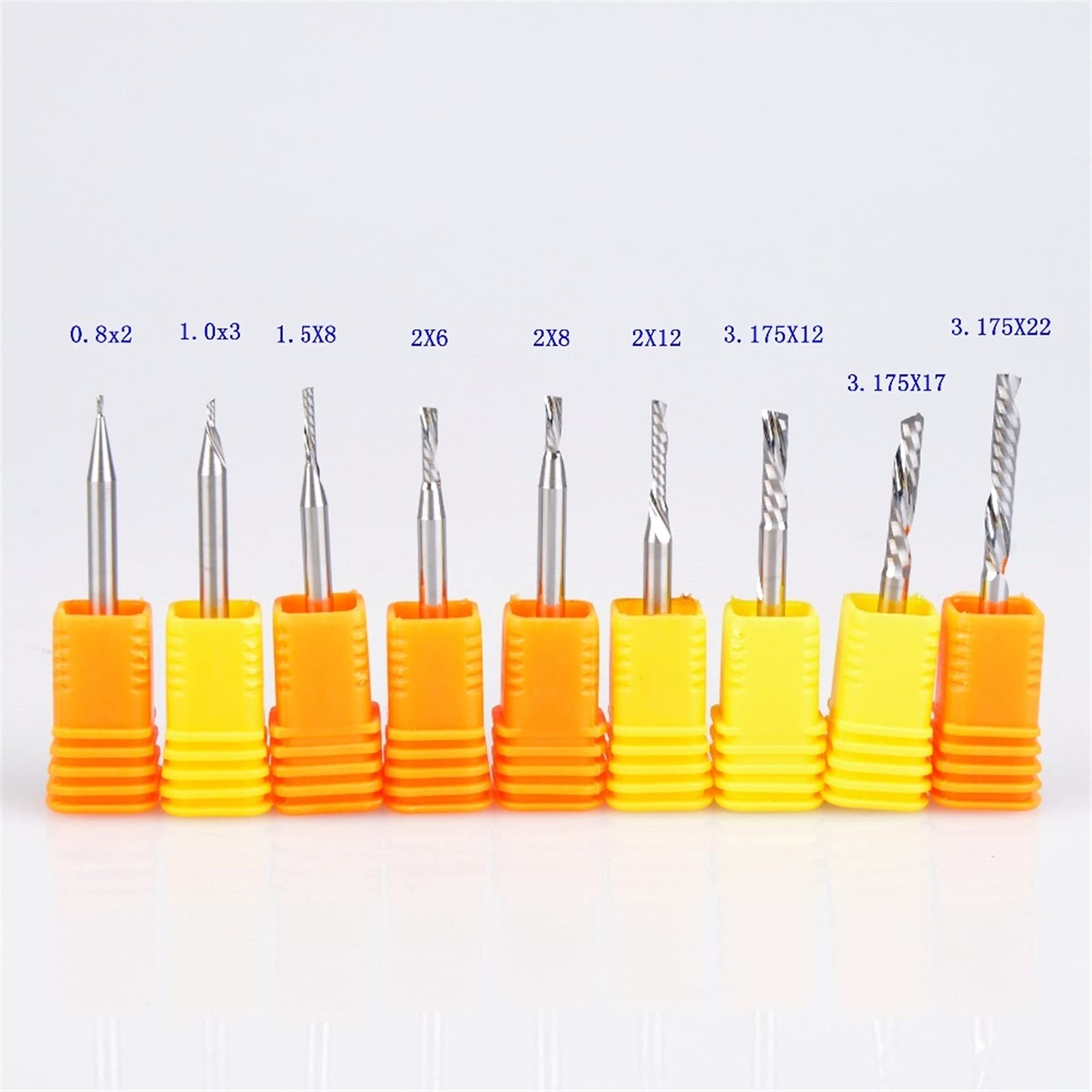 BERWENNY 10pc 3.175mm Left-Spiral Carbide Milling Cutter Down Cut 1Flute Router Bit CNC End Mill (Dimensions : 10Pcs 3.175x15)