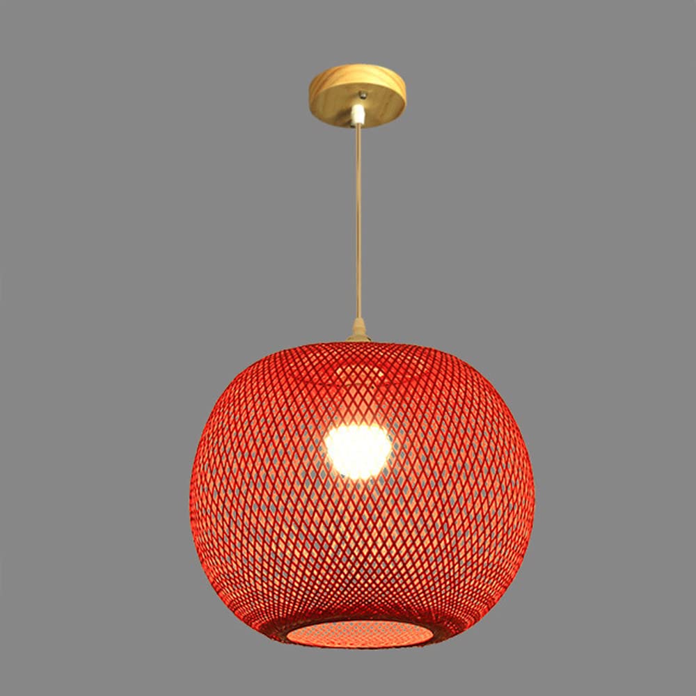Lustre globe en rotin et bambou avec câble réglable pour éclairage chaleureux de cuisine