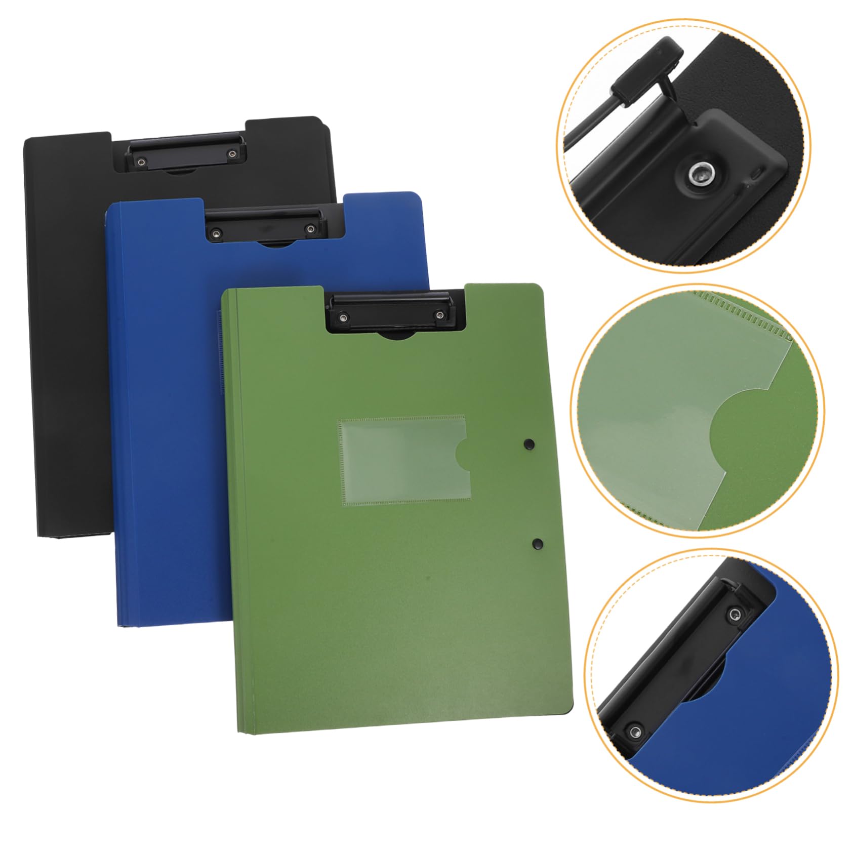 NUOBESTY 6pièces Porte-documents Pliable Plastique avec Double Pince Horizontale Étanche et Portable pour Bureau Soins Infirmiers et Organisation de Documents