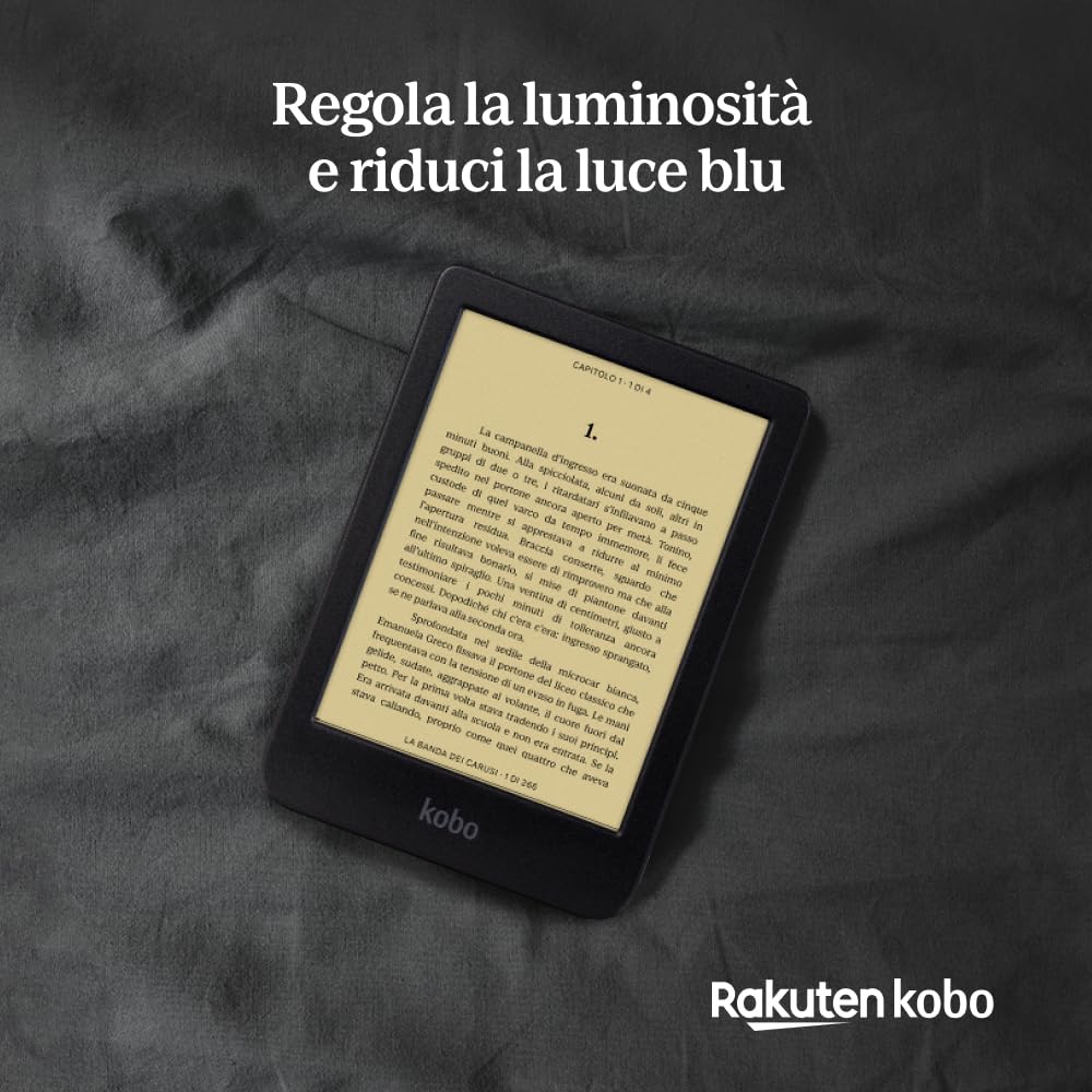 Kobo Clara BW | eReader | Display antiriflesso HD in bianco e nero E Ink Carta 1300 da 6” | Modalità Scura| I Audiolibri | Impermeabile | Nero