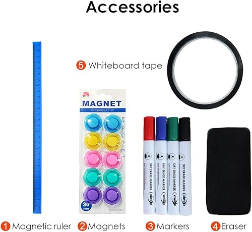 Miniatura 9 de Pizarra blanca magnética de doble cara, pizarra de borrado en seco sobre ruedas, planificador portátil de pizarra blanca con soporte, 36 x 24