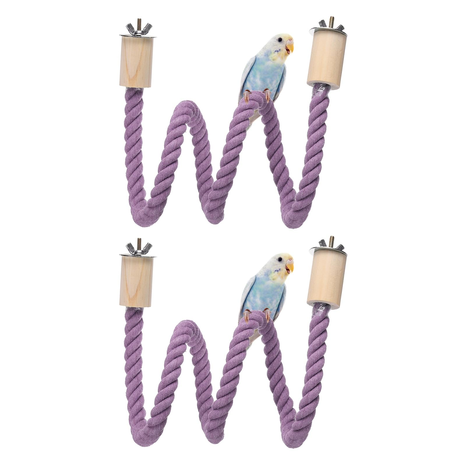 sourcing map 2 Pcs Bird Rope Perch Swing, Stand Rope Perch Standing Pole Accessory Climbing Swing Paw Grinding 80cm / 32 Inch, (Purple) Intended for Parrot/Parakeet/Budgies/Cockatiels/Lovebird