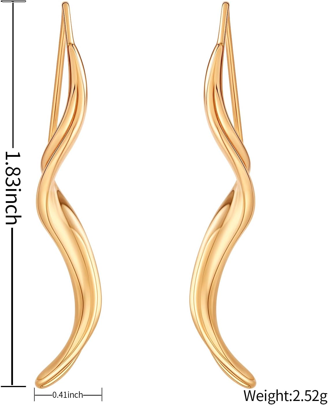 14K Gold Hoop Spiral Threader Dangle Drop Earrings forWomen, Hypoallergenic Comfort Design Fashion Jewelry Gift - Image 3