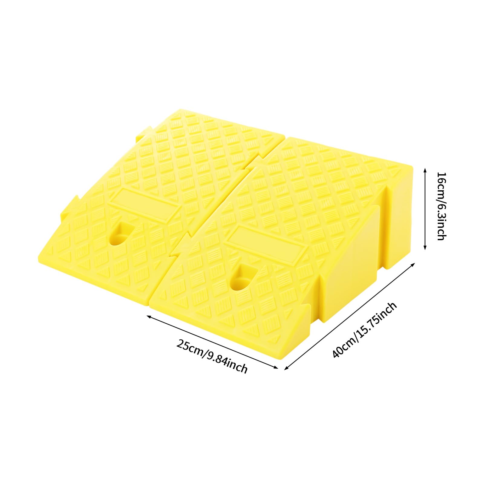 2 pezzi di cordolo rampa da 16 cm di altezza, rampa antiscivolo portatile, rampa per auto assemblabile, 40 x 25 x 16 cm, rampa in plastica per soglia fino a 1,5 tonnellate per bicicletta, moto, sedia