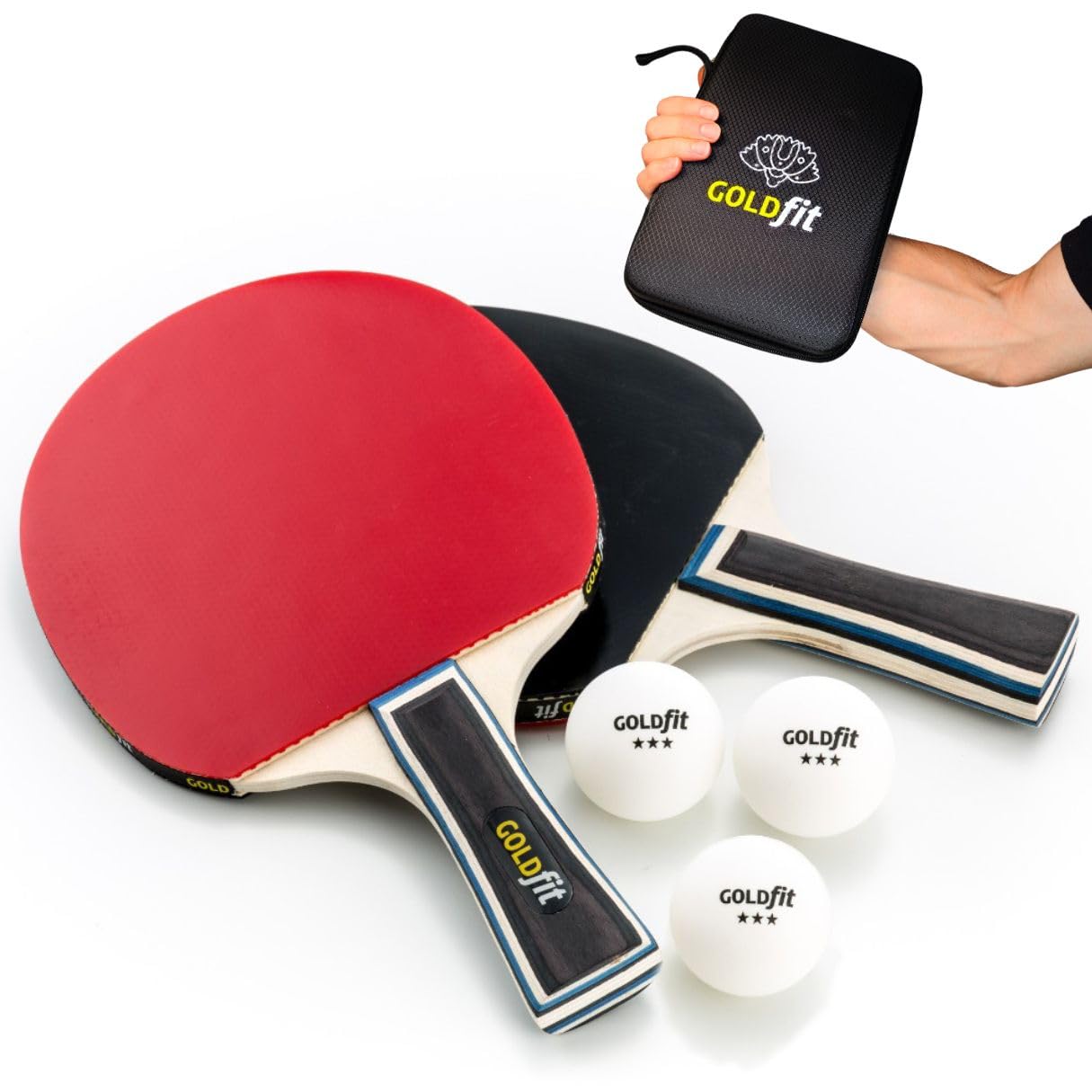 GOLDMAN SERVICE Table Tennis Bats and Balls Set, Ping Pong Bat & table tennis rackets for Beginners & Professionals