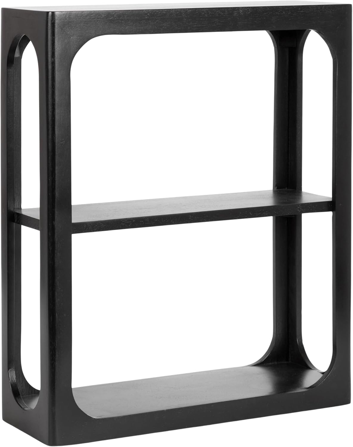 Kate and Laurel Dahl Modern Mango Wood Tiered Wall Shelf, 18 x 7 x 22, Black, Decorative Over The Toilet Shelf for Use as Bathroom Storage or Living Room Display Shelving