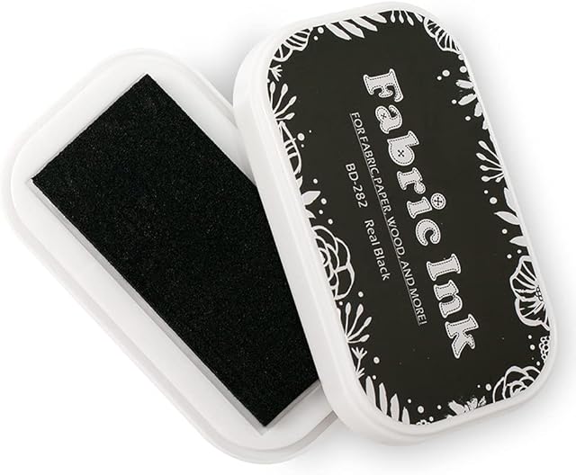 Fabric Ink Pads for Rubber Stamps, Washable Craft Ink Pads for Kids Card Making Scrapbook, Permanent Ink Pad for Wood, Paper, 3.7 x 2.1" (Black, 282)
