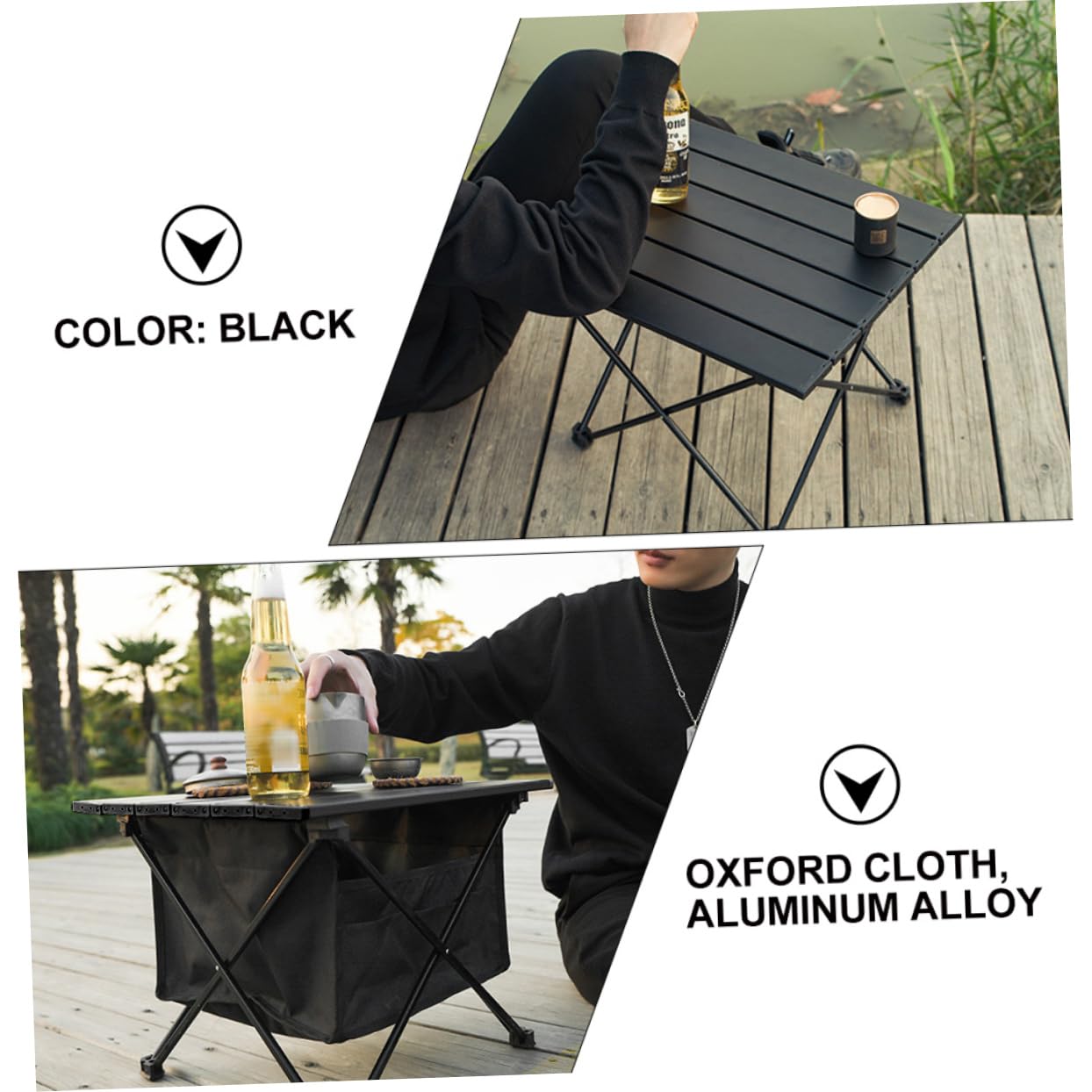 GANAZONO Folding Camping Beach Table with Outdoor Storage Pouch Compact Tailgating Table for Picnic BBQ and Assembly Portable Design for Friends and Family