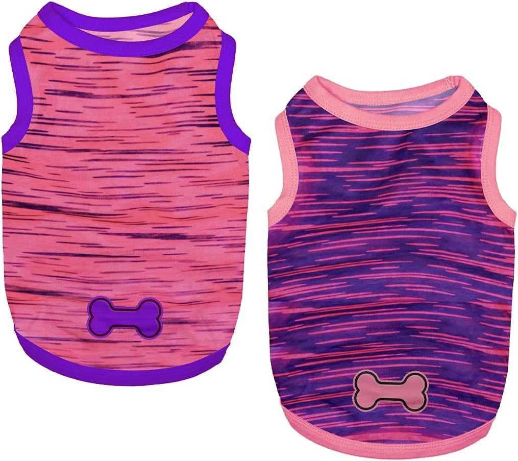 2 Pack Dog Shirts Cute Soft Vest for Puppy and Cat Quick Dry Breathable Summer Pet Apparel Clothing for Small Medium Girl Boy, Medium