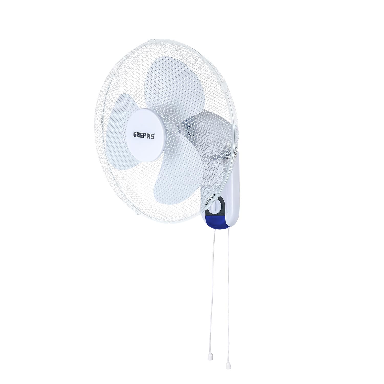GEEPAS 16-Inch Wall Mounted Fan, 45W Electric Cooling Fan for Home or Office Use | 3 Speed Settings with Oscillating/Rotating Feature, 3 Leaf AS Blades, White (Renewed)