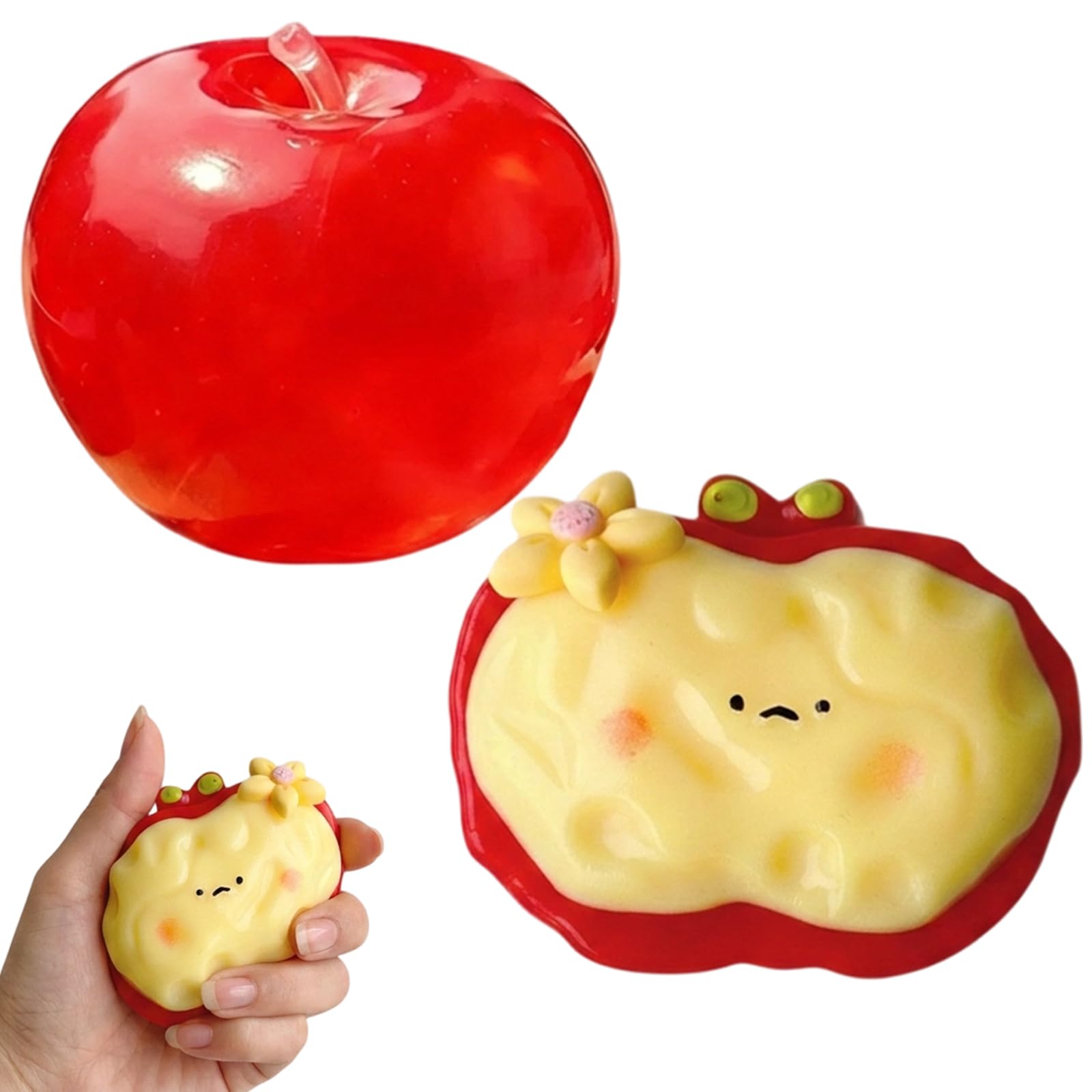 PRVCFZ 2 PCS Apple Squishy, Squishy Apple, Stress Relief for All Ages, Anxiety Management and Focus Improvement, Office Desk Decoration and Gift Set with Two Apples