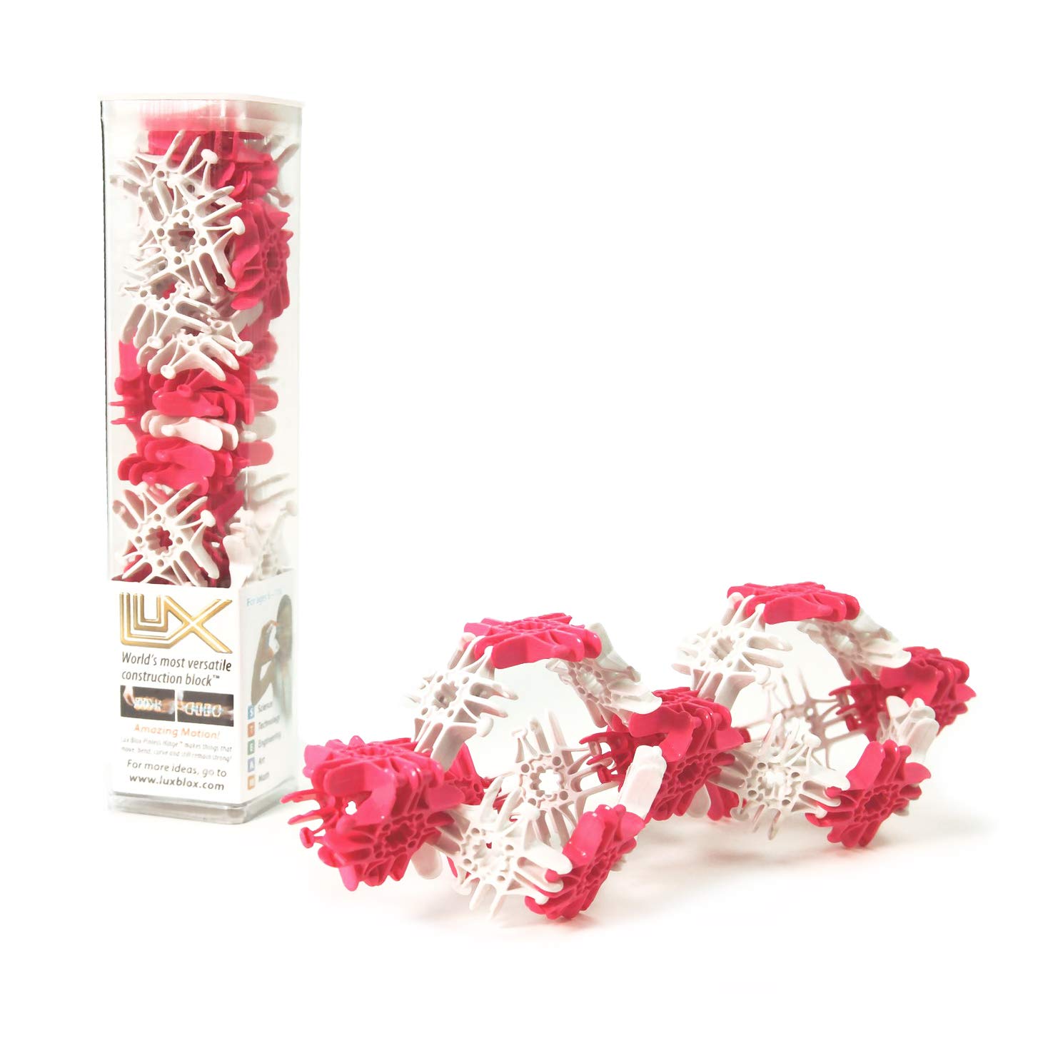 Pink and White Fidget Flexer Set (30 Pieces) Flexible and Versatile Construction Blocks