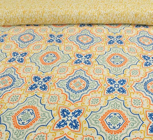Image of IVAZA Luxury Ultrasonic Punch AC Comforter Blanket - Quilted Microfiber Floral Pattern, Lightweight Breathable All‑Season Blanket for Bedroom, Travel (Singled Bed,228x152 CM) Gold Beige
