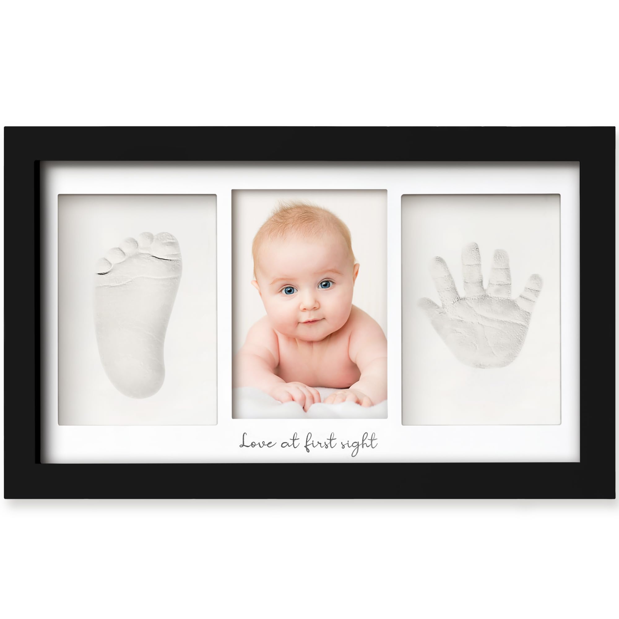 Baby Hand and Footprint Kit - Baby Photo Frame for Newborn - Baby Footprint Kit & Handprint Kit - Newborn Baby Gifts & Keepsakes - Infant Baby Gift - Baby Shower Gifts for Boys, Girls (Onyx Black)