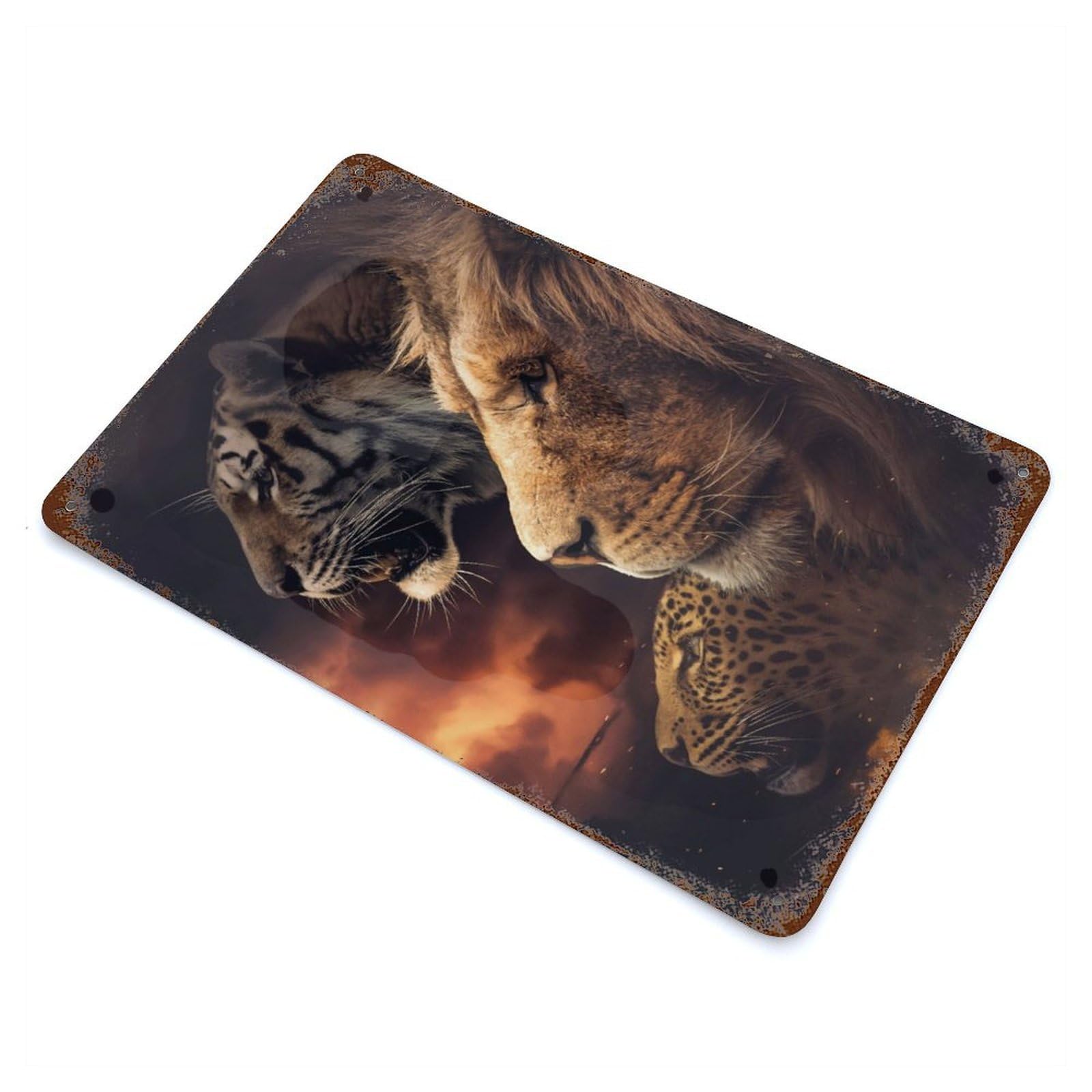 The Beasts Aged Metal Wall Plaque 11.8"x7.9", Industrial Home Decor for Pub, Kitchen And Man Cave Decor