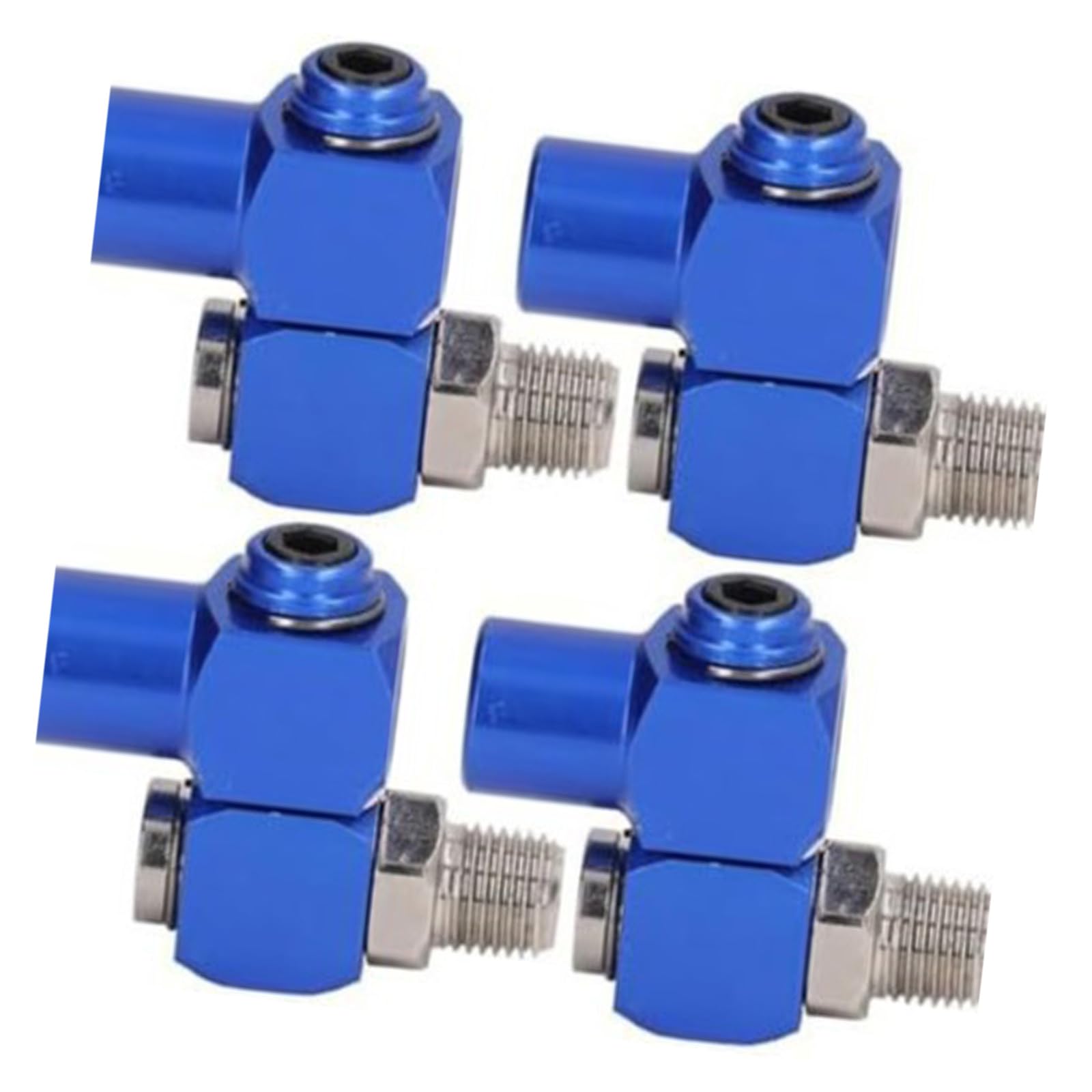 Mekalero Blue 4Pack 360 Degree Rotating Air Connector Light Weight Aluminum Pneumatic Swivels Joints Easy Installation Pneumatic Rotary Adapter