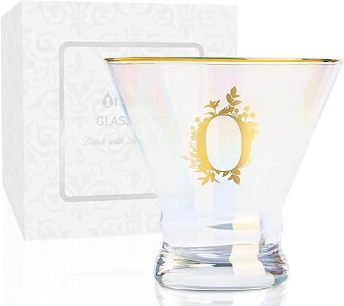 Miniatura 20 de Onebttl Vasos de Martini iridiscentes sin tallo con inicial L, regalos personalizados para mujeres, 8 onzas, regalos de cóctel, vasos de alcohol