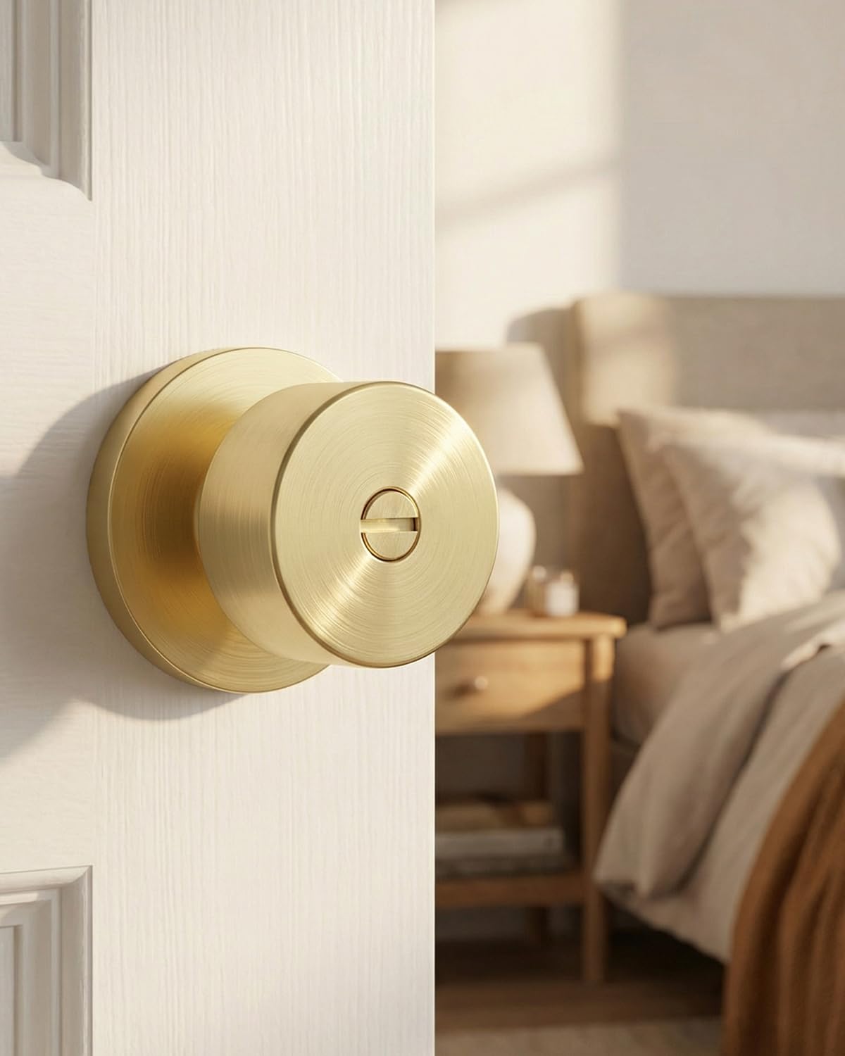 Brushed Gold Door Knobs - 6 Pack Interior Doorknobs -3