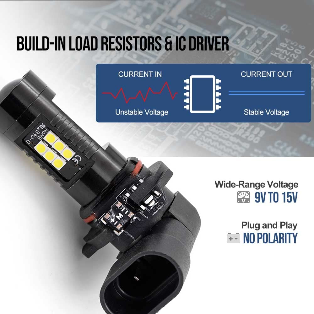 9006 HB4 Bombillas LED antiniebla Bombillas DRL 21SMD 3030 Chips 6500K Canbus blanco súper brillante para VW Golf V 1K5 VI T5 Ti-guan T'ouareg T'ouran S-cirocco III P'olo Up