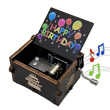 Store2508 Wooden Vintage Hand Cranked Music Box – Happy Birthday to You