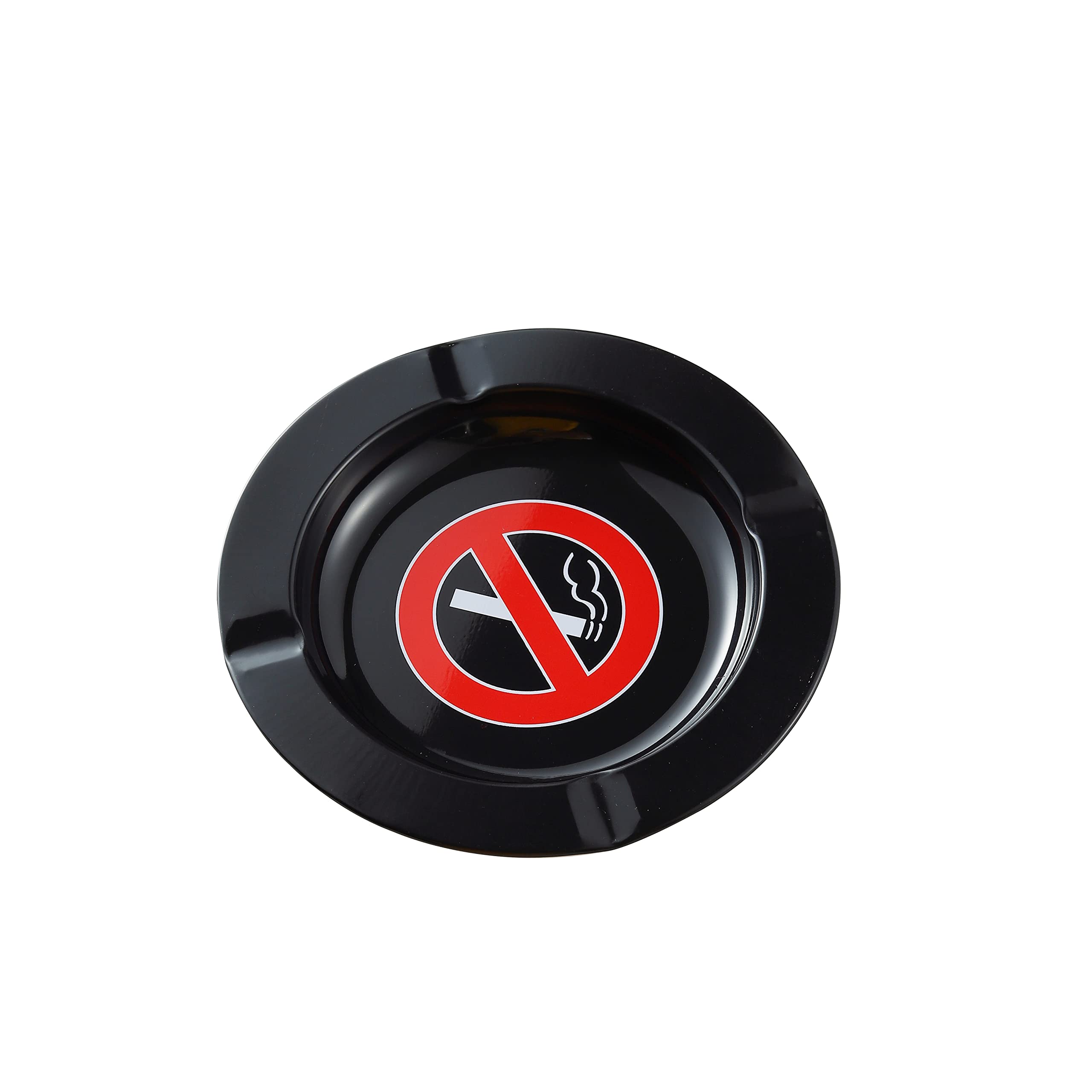 Komonee No Smoking Sign Alloy Steel Ashtray for Office and Home Funny Novelty Metal Tobacco Tray for Garden and Bedroom Large Windproof Ash Tray for Smoker Gift and Secret Santa Holiday Decoration