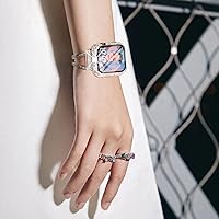 Vista 8 de Surace - Carcasa de 1.61 pulgadas compatible con Apple Watch Series 9, 8, 7, con protector de bordes con más de 400 diamantes de cristal