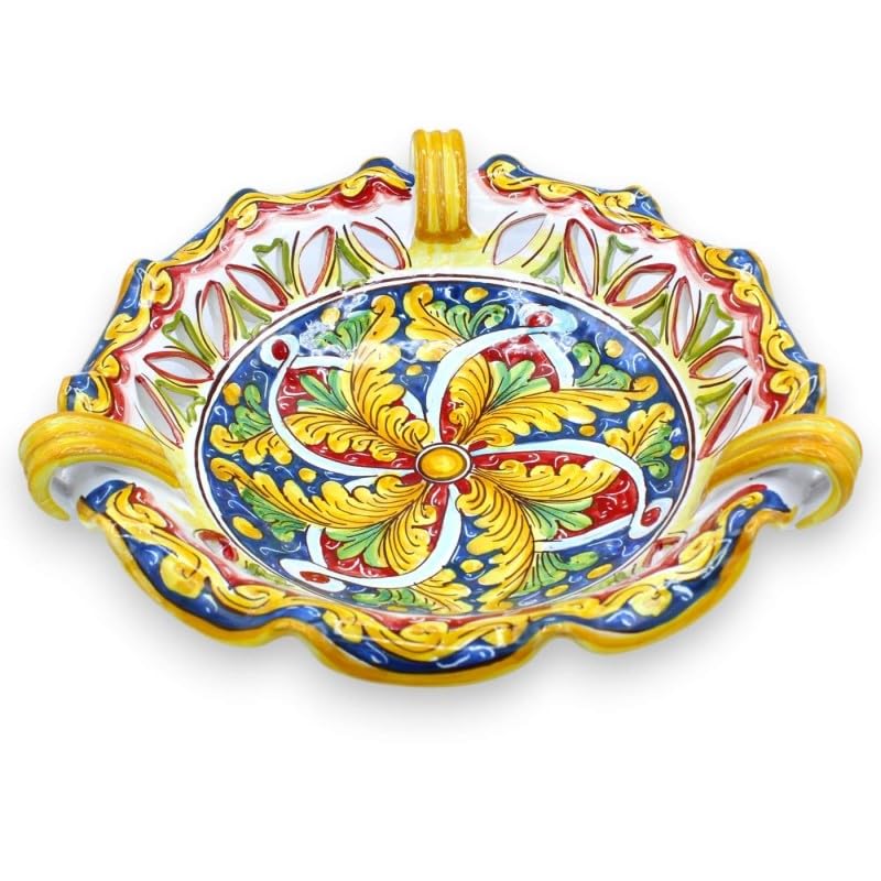 Céramique Caltagirone grand plat décoratif à offrir pour un mariage