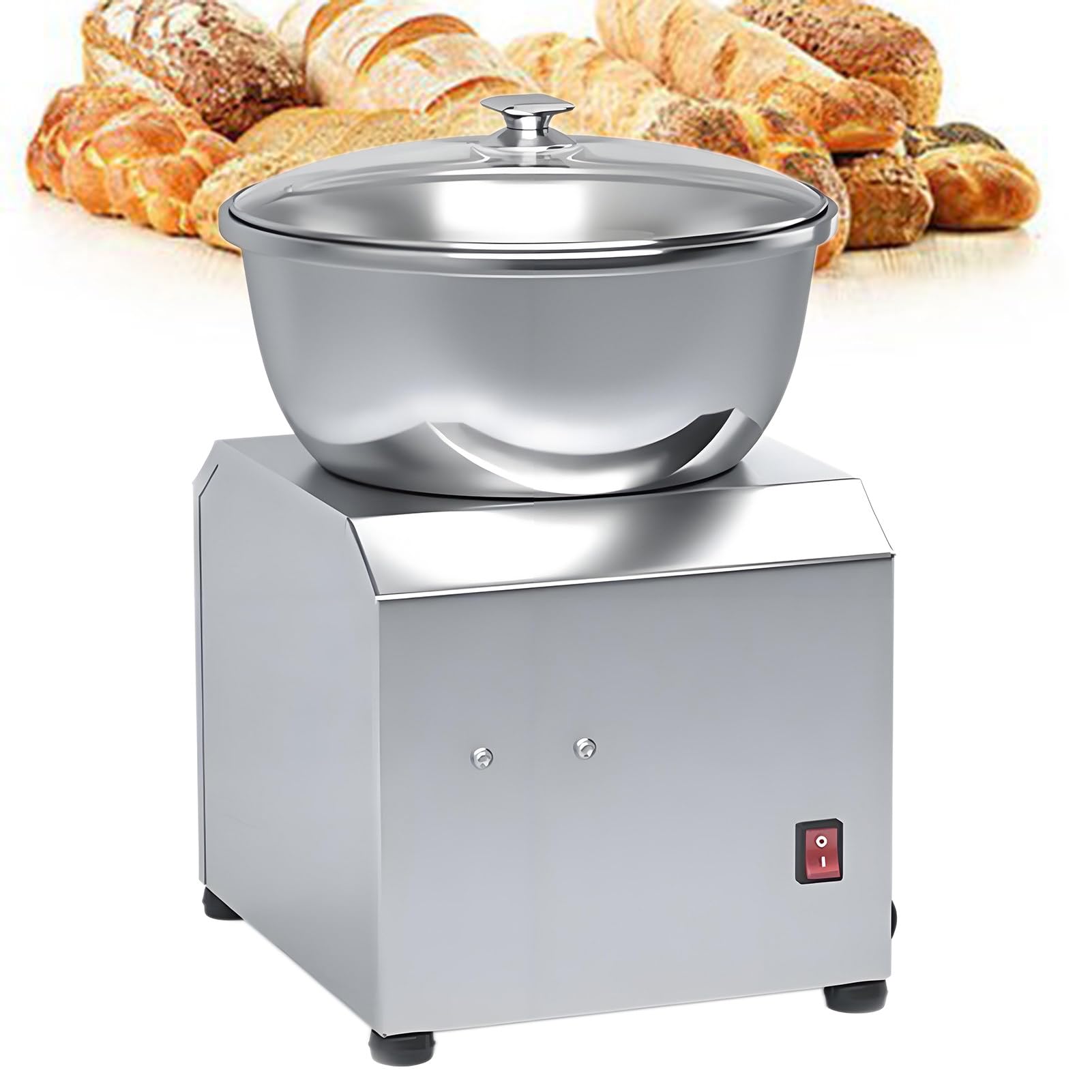 Amasadora Comercial con Recipiente de Acero Inoxidable, Amasadora de Espiral de Alta Resistencia para Masa de Pizza y Pan, Función de Temporizador, Doble Rotación 3kg