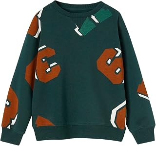 VERTBAUDET Sweatshirt with Round Neckline & Maxi Motifs for Boys fir green 18M/2Y
