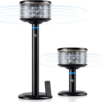 Spin360 360 Fan, Height-Adjustable Floor & Table Fan with Aromatherapy Scent Pods, Whisper-Quiet, Touchscreen, 9 Speeds, Timer & Ambient Light for Bedroom, Living Room, Office (Black)