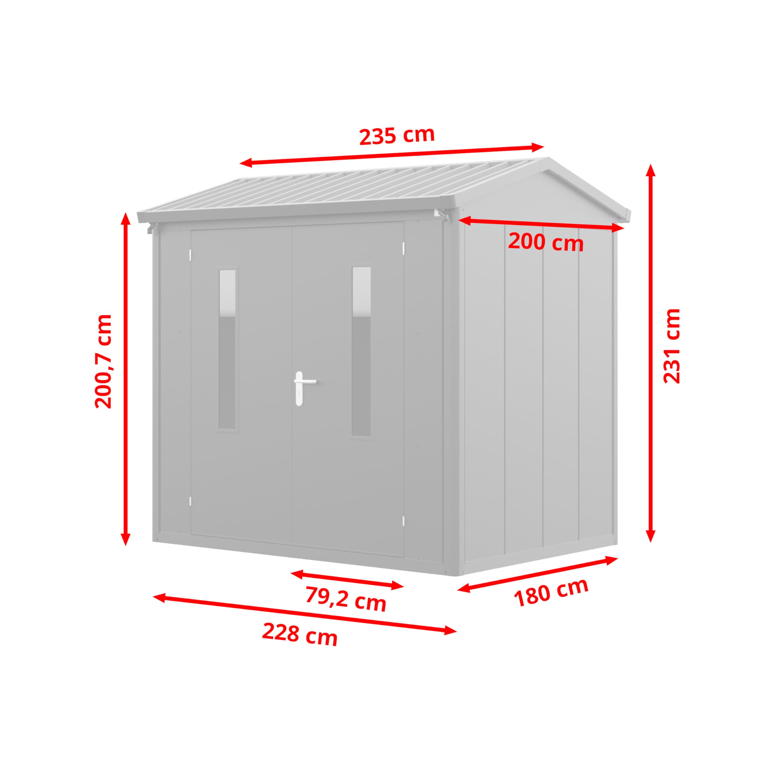 GFP Primeyard Casetta da giardino metallo 228x180x231 cm Armadio da esterno per attrezzi antracite