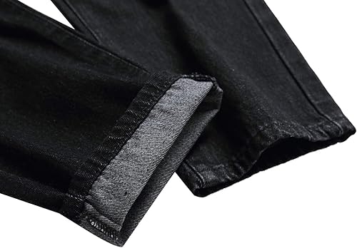 Miniatura 9 de Qimyum - Pantalones rajados de mezclilla para hombre, corte entallado, pierna recta