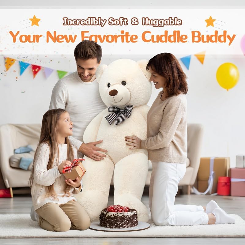 Miniatura 7 de MorisMos Oso de peluche gigante blanco para novias, niños, para Navidad, día de San Valentín, cumpleaños, 47 pulgadas