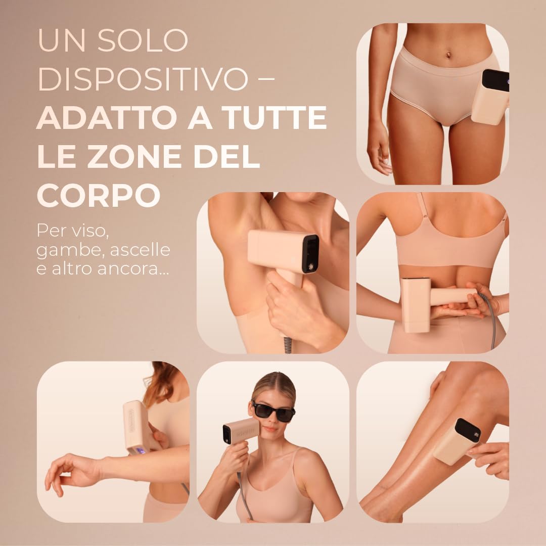 Vulpés IPL Elysea – Ultra Veloce con Raffreddamento Attivo & Sensore Tono Pelle | Riduzione Peli Permanente Corpo, Viso, Zona Intima