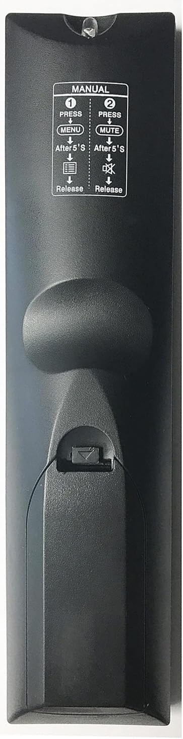 Back view of the Smartby Universal Remote Control, showing the battery compartment and a label with 'MANUAL' instructions.