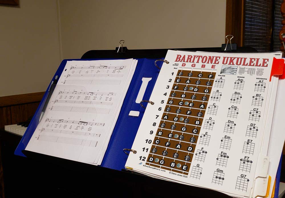 A New Song Music Laminated Baritone Ukulele Fretboard & Chord Chart Easy Instructional Poster Bari Uke Notebook 8.5"x11"