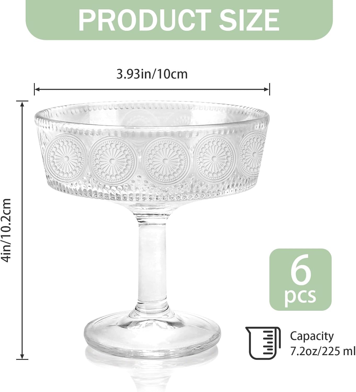 6 Pieces Clear Trifle Bowl with Pedestal, 6.68 OZ (190 ML) Small Glass Dessert Bowls Footed Serving Modern Design, Crystal Trifle Dish Stand Centerpiece for Ice Cream Salad Fruit Cakes Party