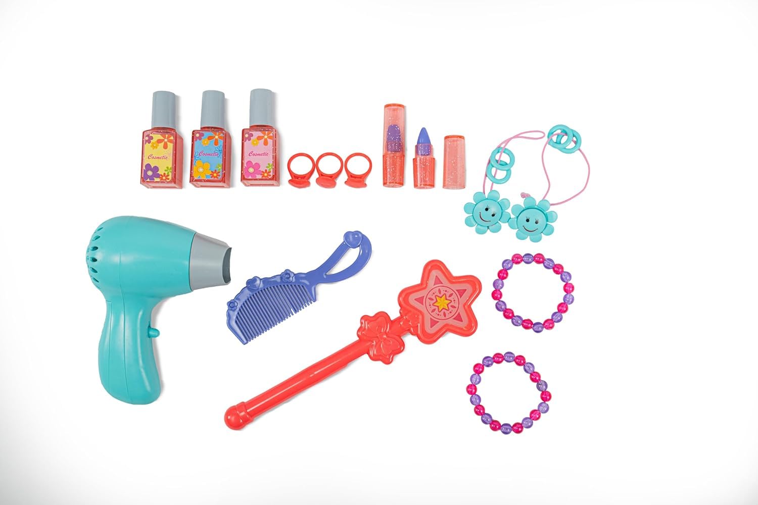 GalPat Baby - Tocador de Juguete niñas + Taburete - Incluye secador electrico + Accesorios - Espejo con música y Luces - Varita Mágica - Incluye 27 Piezas